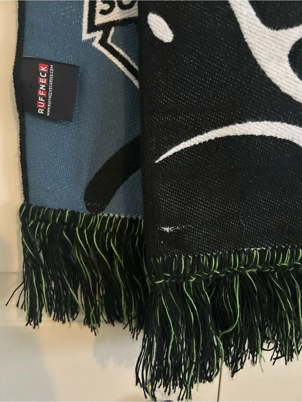 Sounders FC Team Scarf Fringe Kraken Tentacles Two-Tone Blue Green Black Soccer